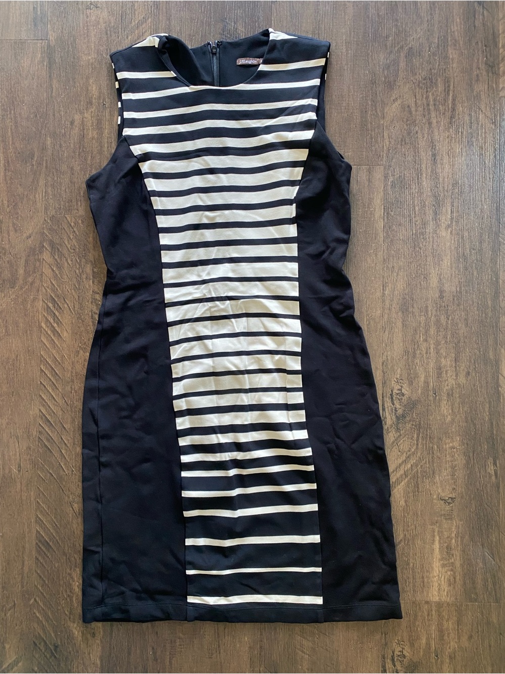 J.McLaughlin Size S Black White Striped Slimming Panel Work Sheath Dress⁠